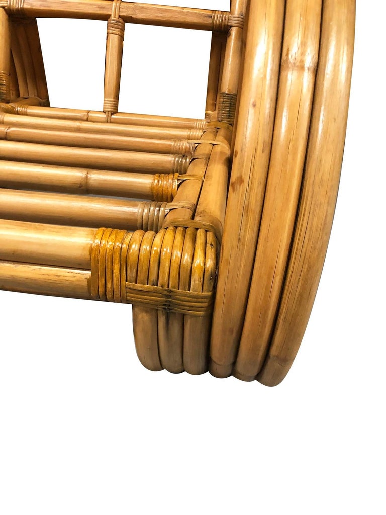 Restored Mid-century Rattan 3-Strand Full Pretzel 3-Seat Sectional Sofa