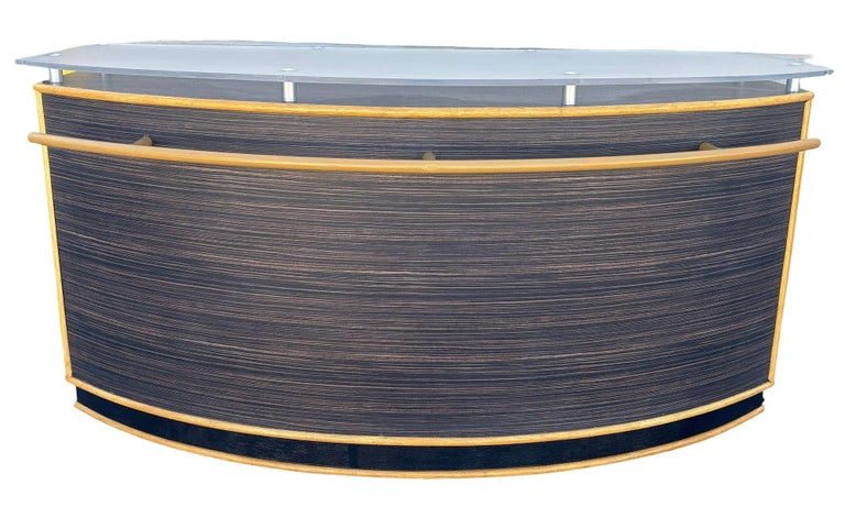1990s Postmodern Dry Bar w/ Plexiglass Top & Rattan Borders