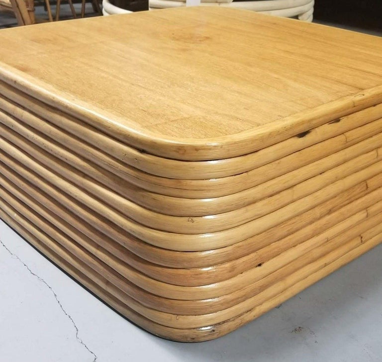 Restored Rattan Solid Stacked Coffee Table