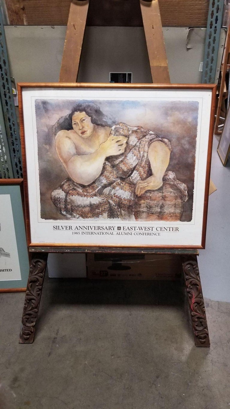 1985 East-West Center 20th Anniversary Hawaiian Art Poster Framed Yevonne Cheung
