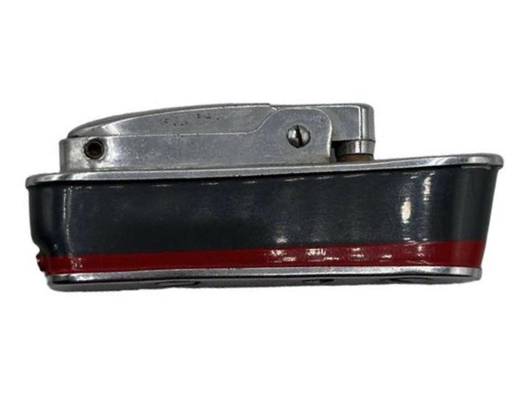 Mid-Century Novelty Sarome Japan Cruise Ship Enameled Lighter, Gray & Red
