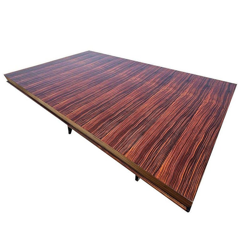 Atelier Leleu Style French Art Deco Macassar Ebony Dining Table w/ Brass Access