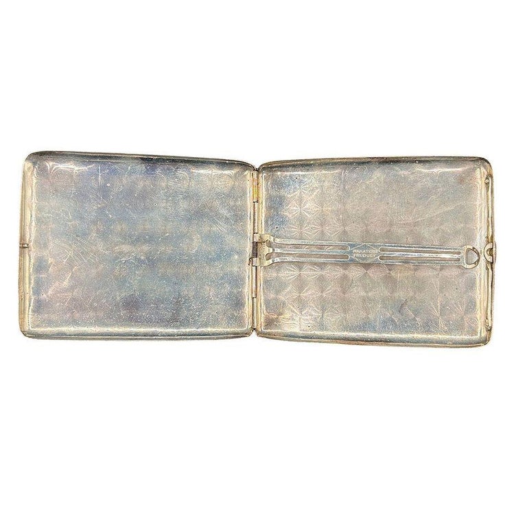 Sterling Silver Art Deco Cigarette Case w/ 18k Gold Inlay by Marathon