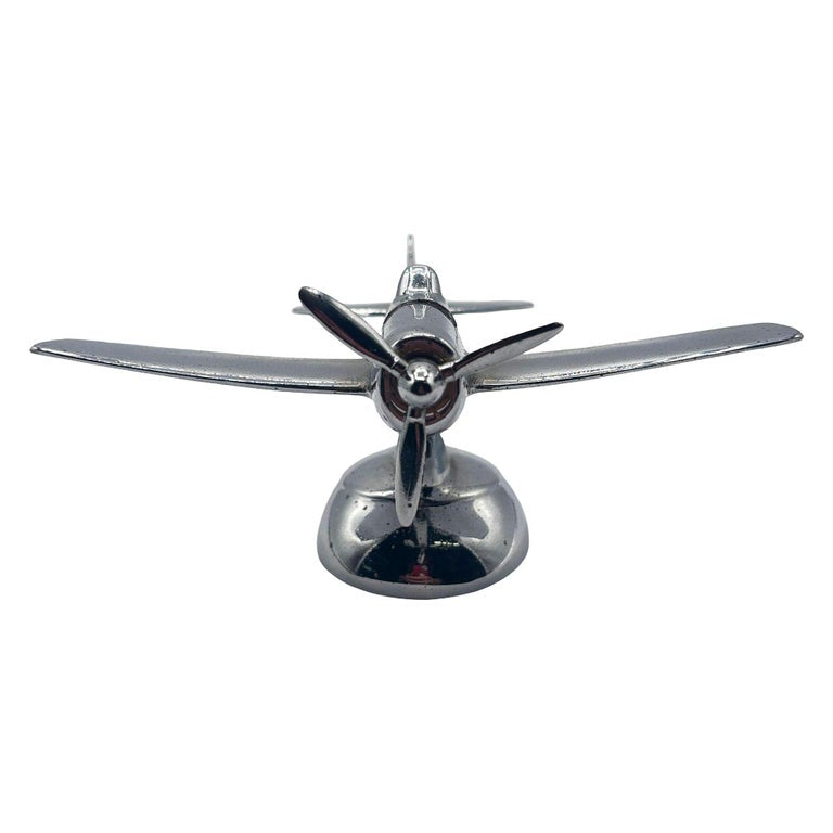 Art Deco Chrome Propeller P-51a Mustang Airplane Table Lighter by Hamilton