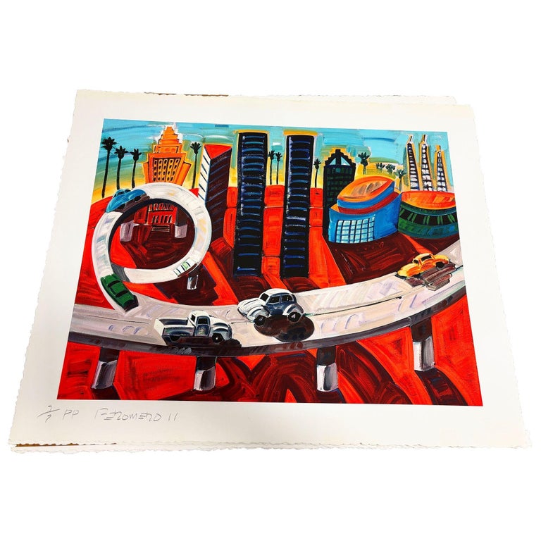 Frank Romero "Cheech's Downtown" Giclee Print Limited Edition Signed, 6 of 7