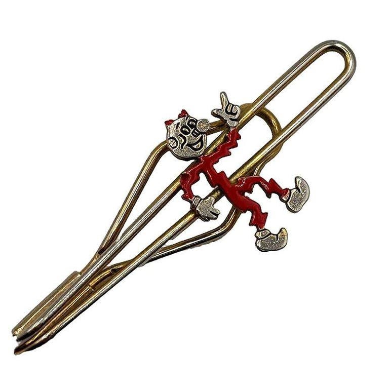 Mid-century Gold-Tone Reddy Kilowatt Advertising Tie Clip Pin