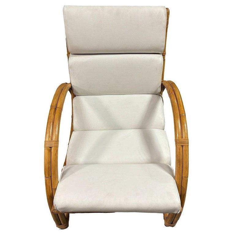 Restored MCM Rattan Double-Strand Half Moon Arm Lounge chair