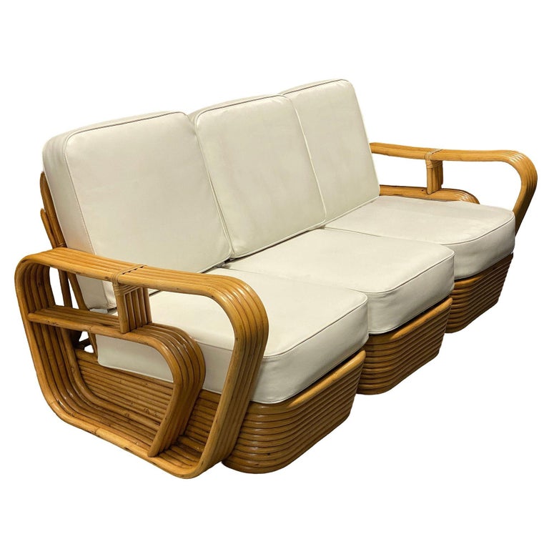 Restored 5-Strand Rattan "Double-Speed" Arm Sofa & Lounge Chair Living Room Set