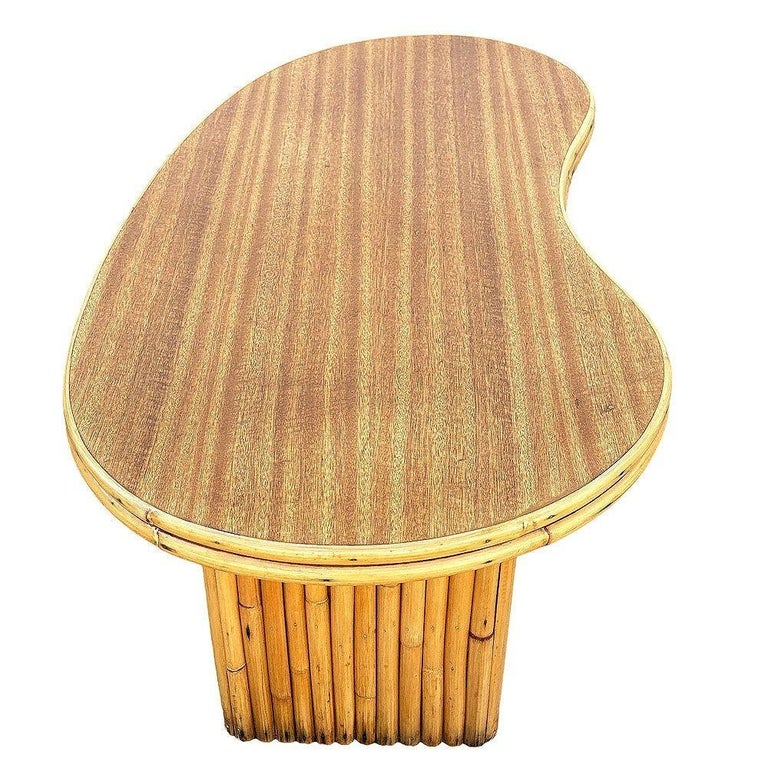 Restored Mid-century Stacked Rattan Biomorphic Coffee Table w/ Formica Top