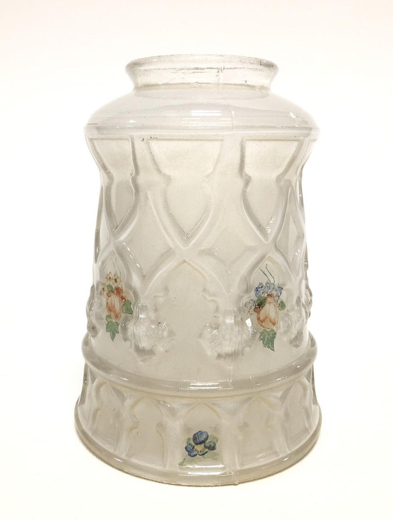 Vintage Frosted Rococco Globe with Painted Flower Details
