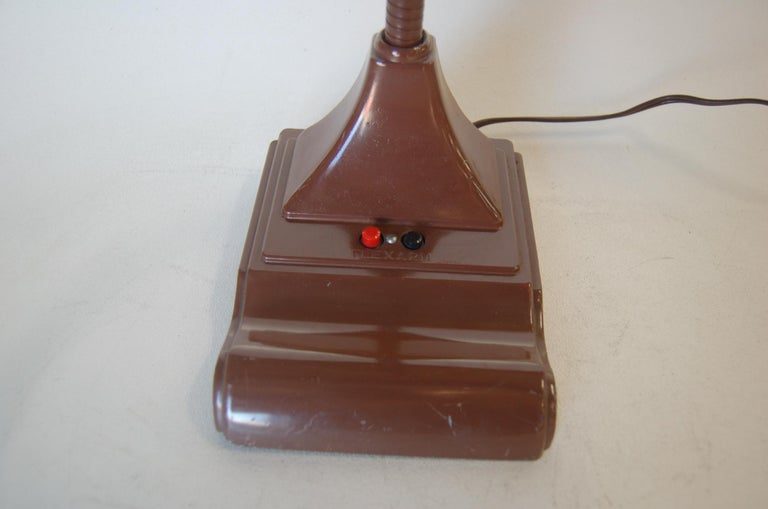 Midcentury Brown Enamel Fluorescent Gooseneck Desk Lamp by Art Specialty