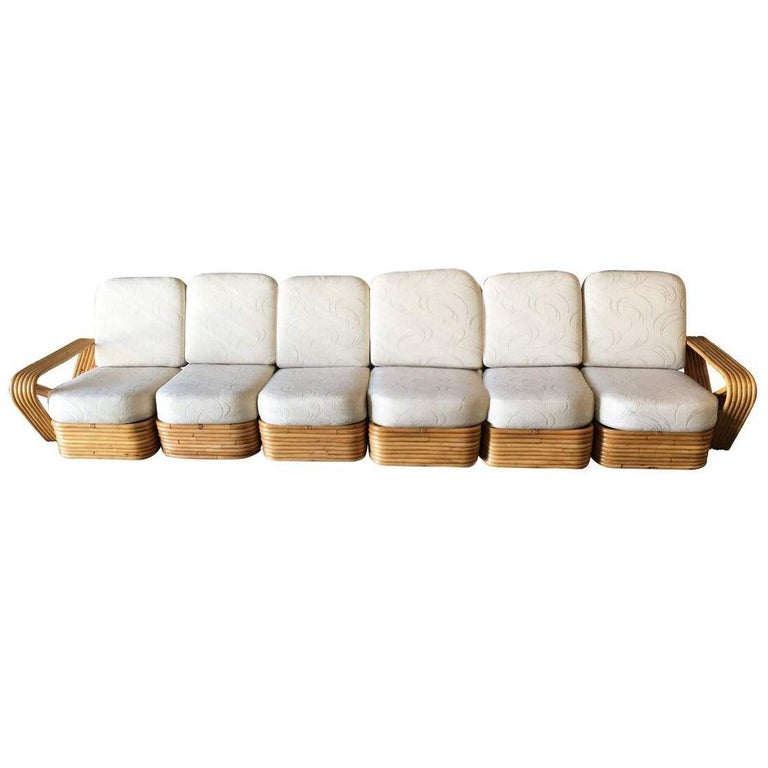 Restored Art Deco Six-Strand Square Pretzel Six-Seat Sectional Sofa