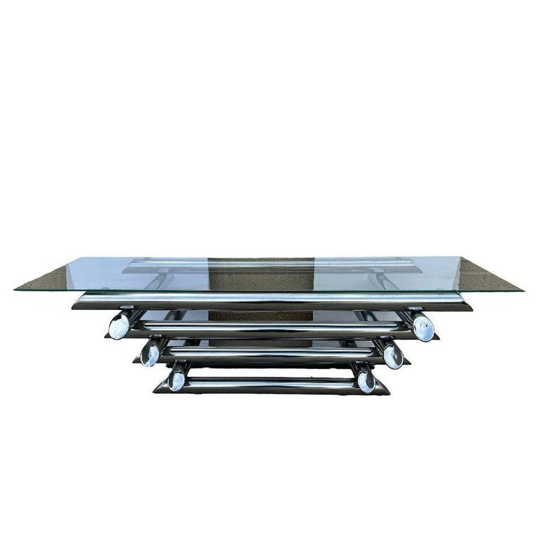 Paul Mayen Style Chrome Tubular Stacked Cocktail Table