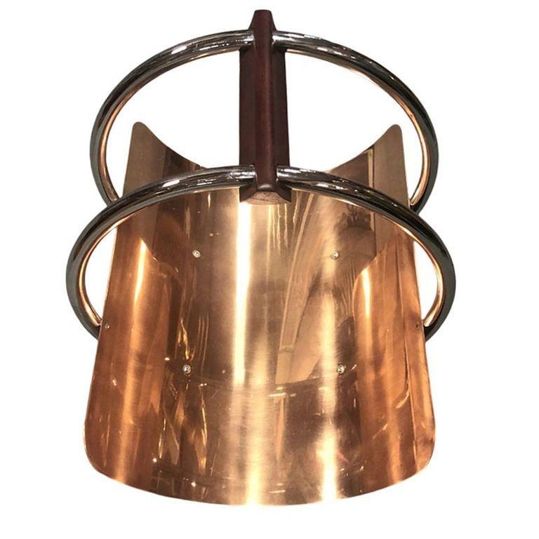 Art Deco Fireplace Log Holder Chrome and Copper by Leslie Beaton for Revere