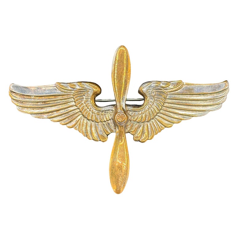 WWII USA Air Corps Force Sterling Silver Brooch Pin Badge by Meyer