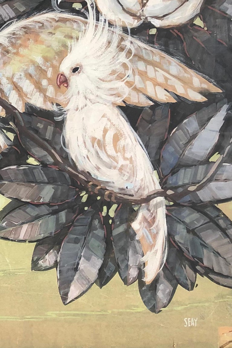 Billy Seay Airbrush Cockatoo and Hibiscus Hawaiian Art for Turner
