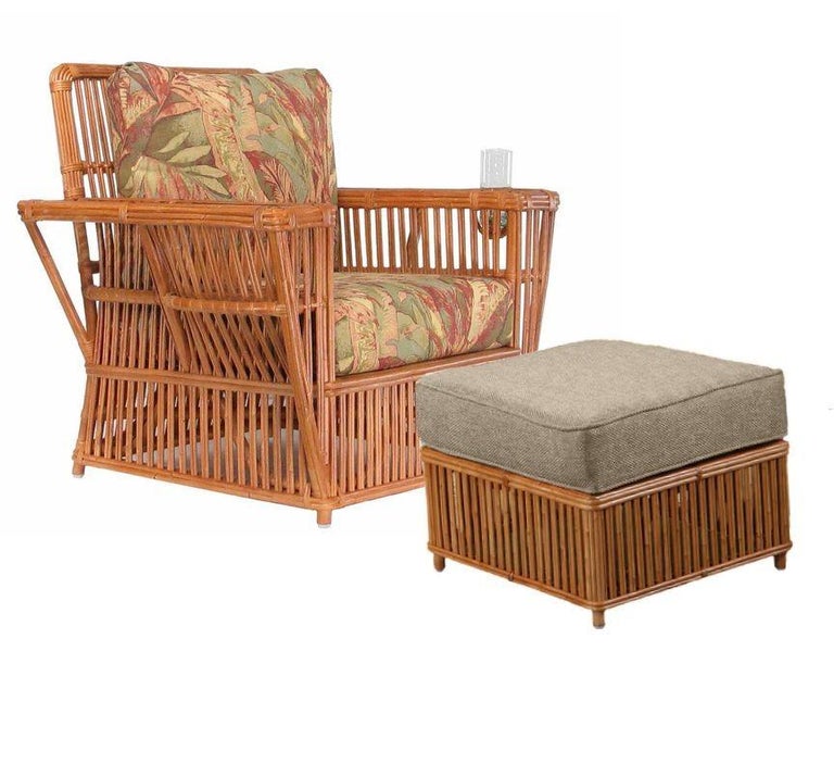 Presidents Stick Reed Rattan Nantucket Lounge Armchair and Ottoman Set