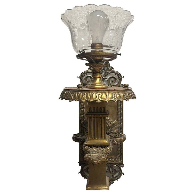 Bronze & Copper Edwardian era Torchiere Electric Wall Sconce, 2 Available