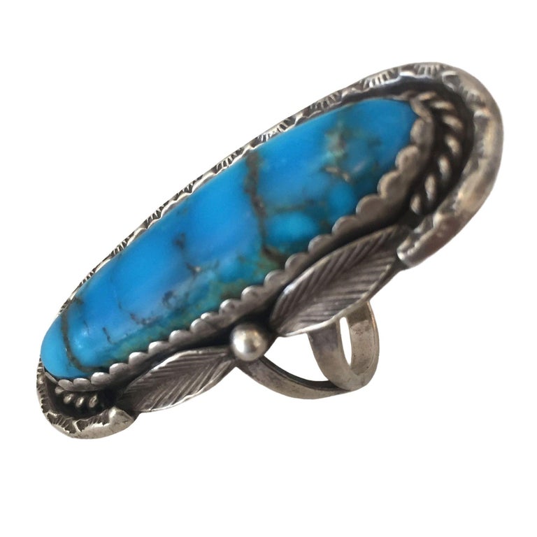 Vintage Bell Southwest Bell Trading Post Turquoise and Sterling Silver Ring