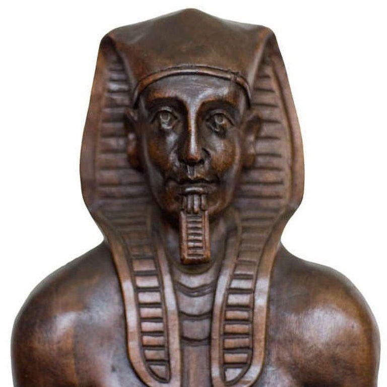 Carved Miniature Egyptian Pharaoh Amenhotep III Throne Jewelry Box