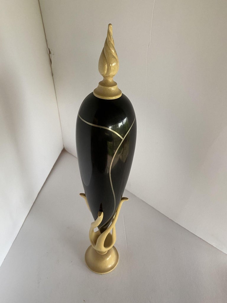Sculpted Ebony, Silver and Maple "Hollow Vessel" #23 by Don Comer LACMA