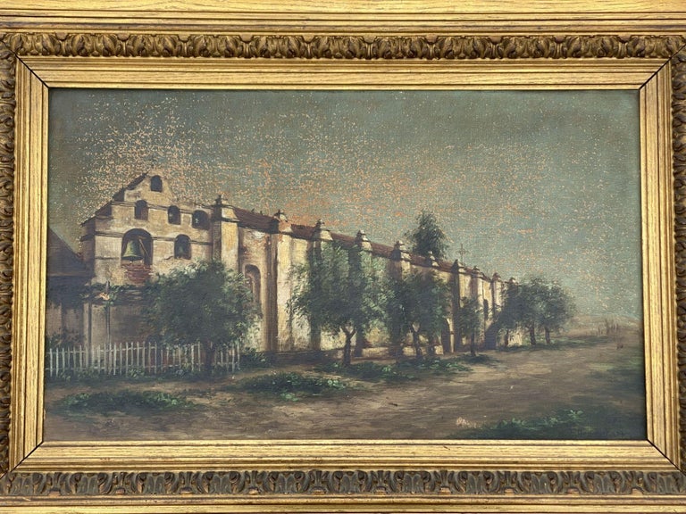 Pasadena San Gabriel Mission Victorian Oil Painting on Canvas by Ellen B. Farr