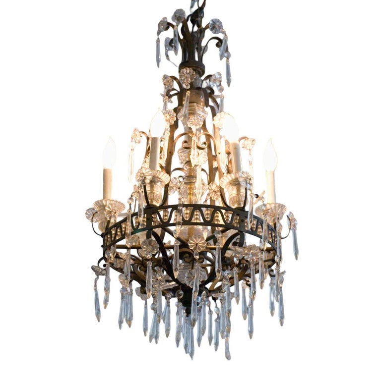 Louis XVI Revival Style French Crystal and Bronze Chandelier