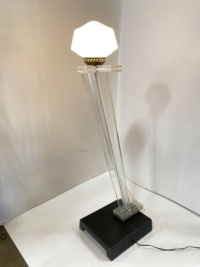 Mid Century Clear Lucite Sculptural Floor Lamp