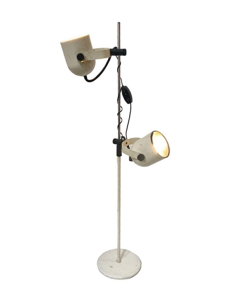 Italian Modern White Enameled Double Spot Floor Lamp, 1970