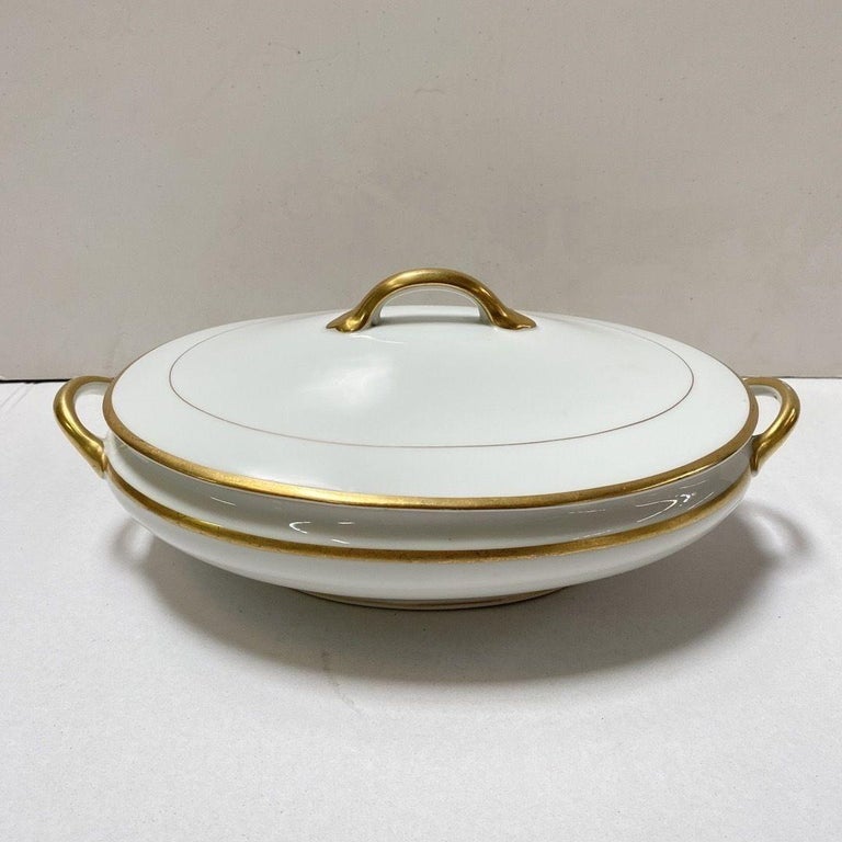 Noritake Nippon Antique Colonial Covered Vegetable Bowl with Gold Band