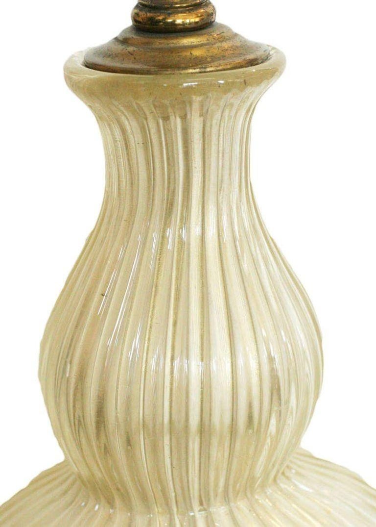Large Hand Blown Murano Glass Table Lamp in Barovier Style