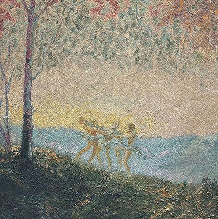 Original Fall Celebration Impression Painting Oil On Baord, Framed