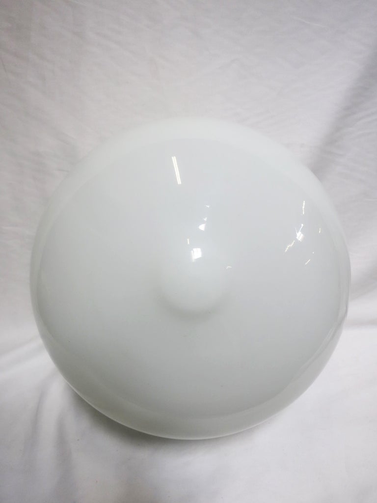 Large Schoolhouse Banded Oval Shape Ceiling Glass Globe Pendant