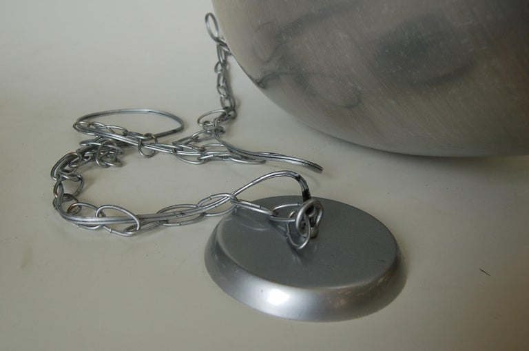 Brushed Aluminum Industrial Round Swag Ceiling Fixture