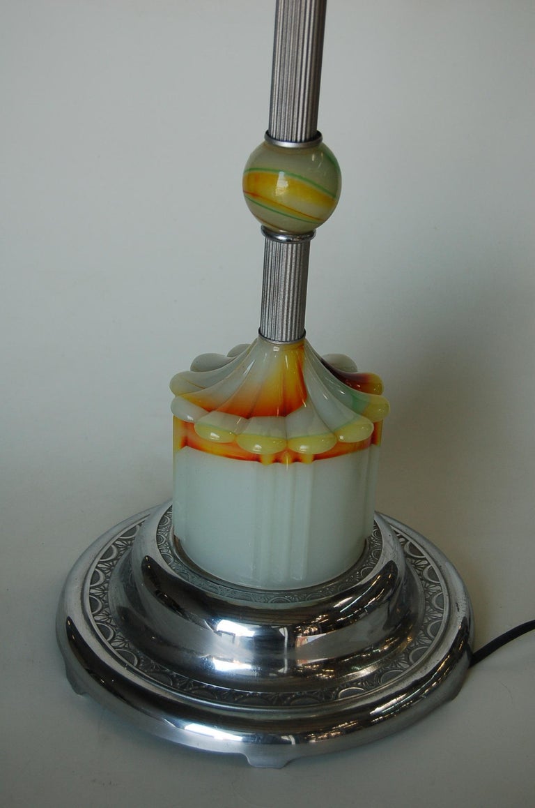 Art Deco Agate Glass and Chrome Lightup Illuminating Side Table