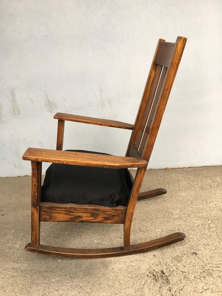 Mission Chestnut Slat Back Rocking Chair by National Chair Co.