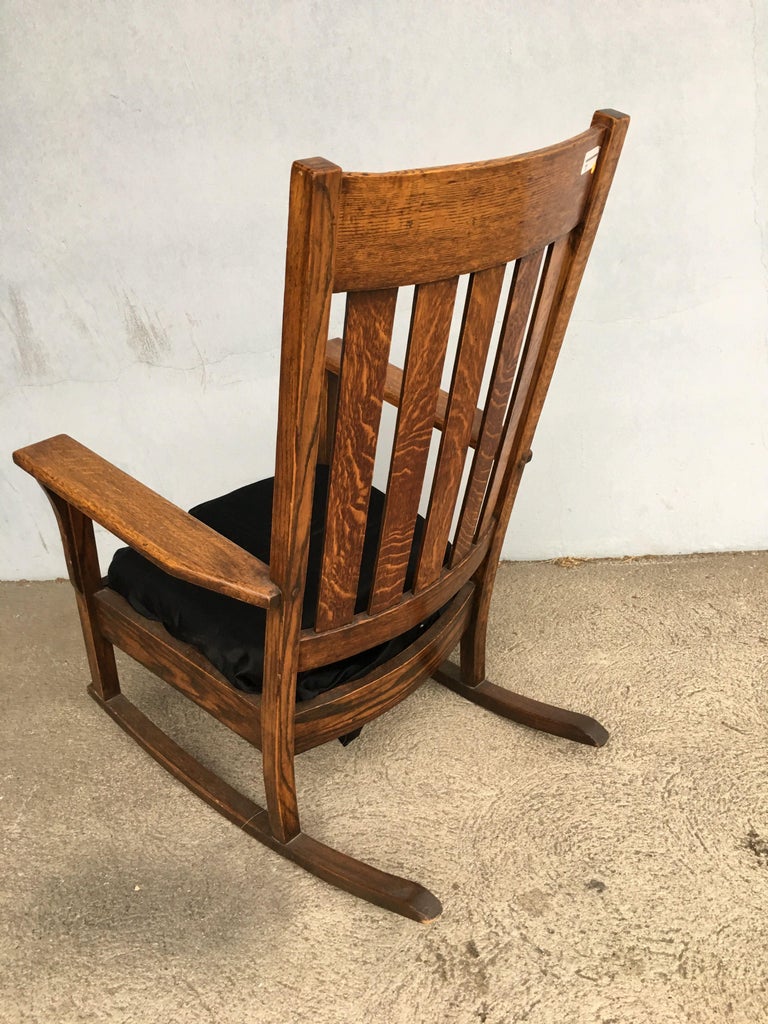Mission Chestnut Slat Back Rocking Chair by National Chair Co.
