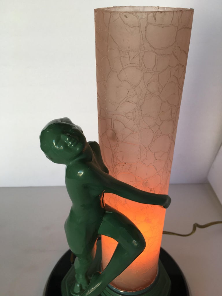 Re-Edition Nude Frankart F612 Lamp with Crackle Glass Shade