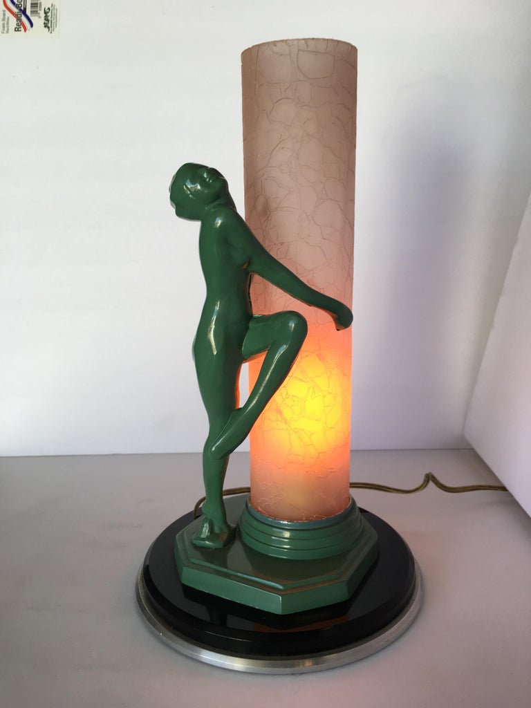 Re-Edition Nude Frankart F612 Lamp with Crackle Glass Shade
