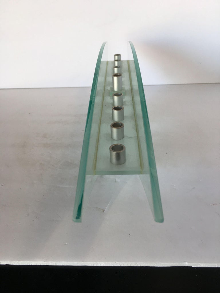 Frosted Art Glass Mantelpiece Candelabra
