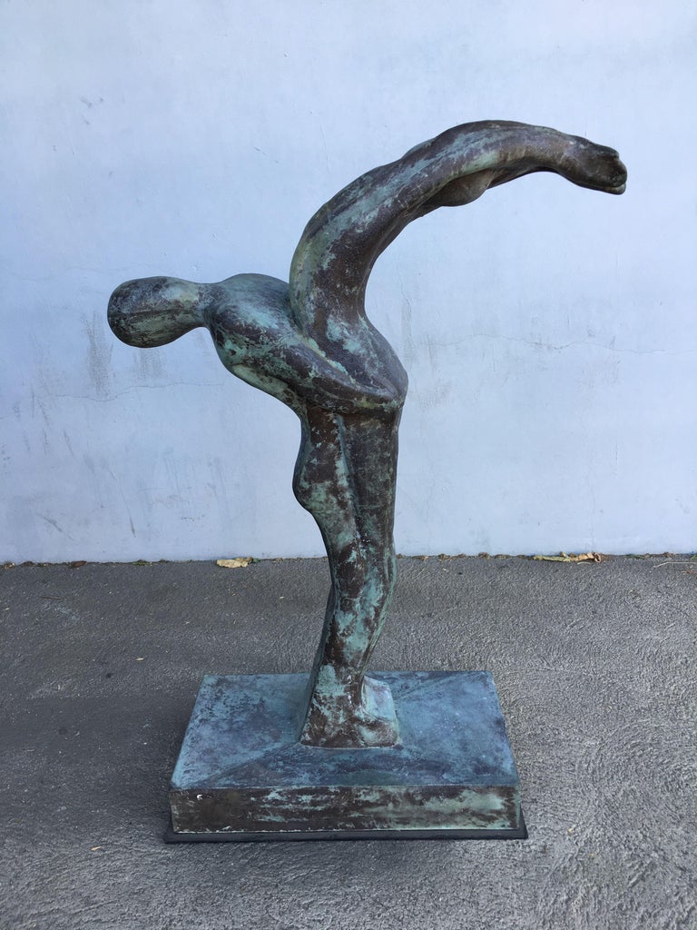 Sizable 43" Modern Faux Bronze "Lovers" Statue
