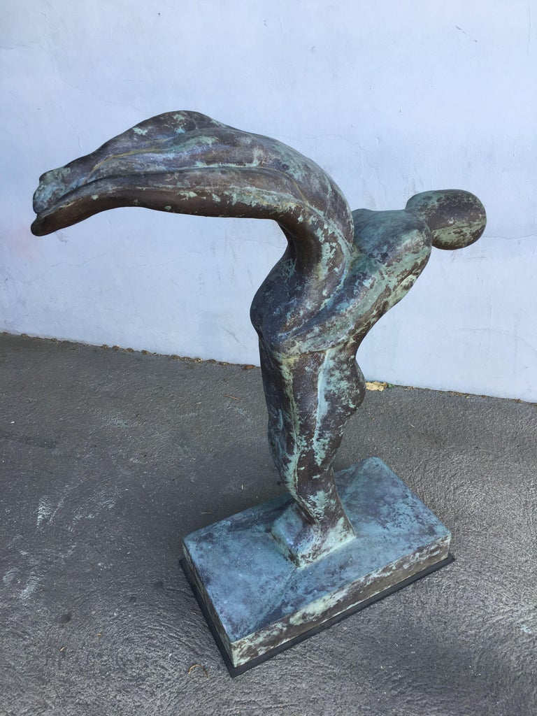 Sizable 43" Modern Faux Bronze "Lovers" Statue