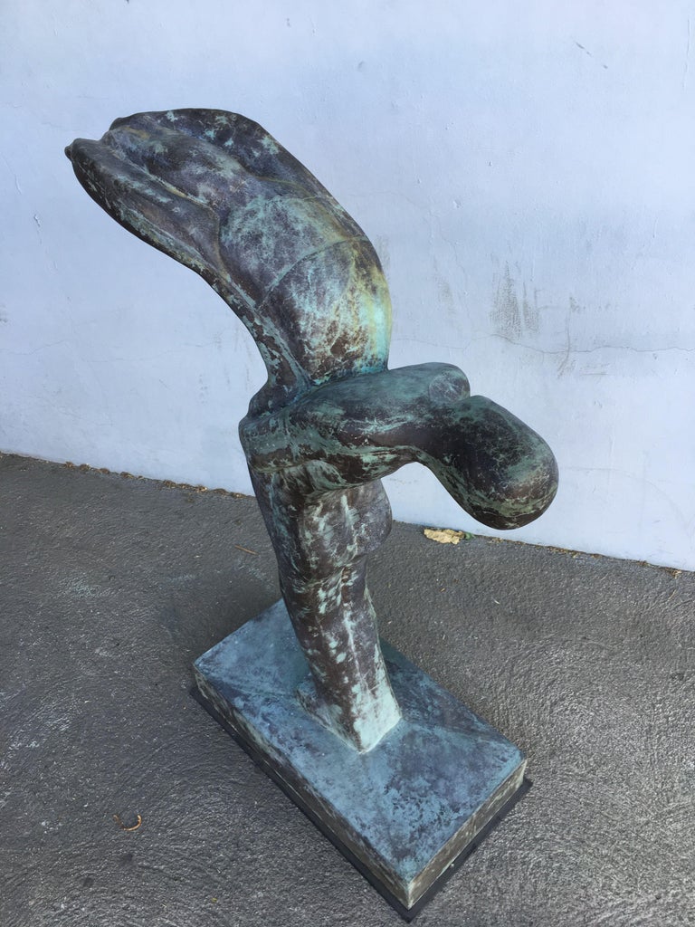 Sizable 43" Modern Faux Bronze "Lovers" Statue