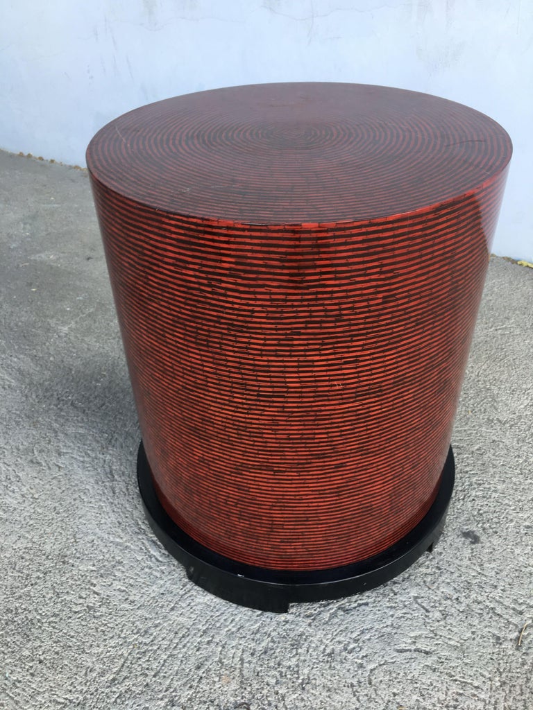 Two-Tone Cubist Style Round Side Table
