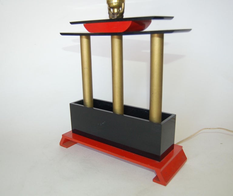 Mid-Century Modernist Torii Arch Mixed-Media Table Lamp
