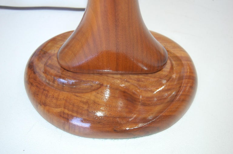 Freeform Abstract Carved Mahogany Table Lamp with Brass Accents, Jascha Heifetz