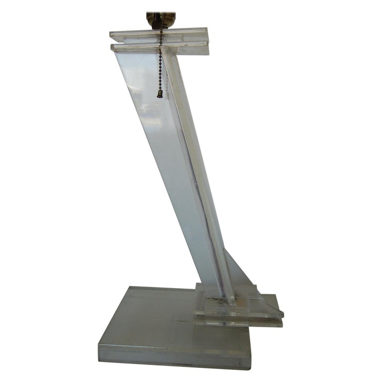 Modernist Clear Lucite Table Lamp by Moss