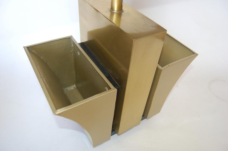 Brass Pagoda Table Lamp with Double Planter
