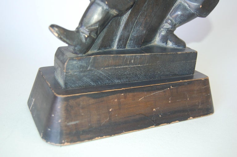Hand Carved Wood Cossack Russian Dancer Table Lamp Signed Jascha Heifetz