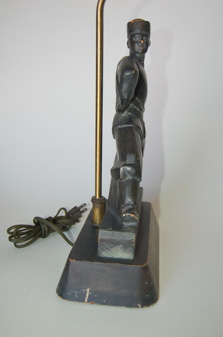 Hand Carved Wood Cossack Russian Dancer Table Lamp Signed Jascha Heifetz